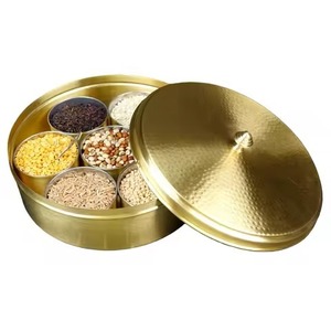 Modern Kitchen Masala <b>Box</b> Metal with Decorative Lid Spice Storage Container Organizer for <b>Herbs</b> Seasoning Dining Use - Product Image 4
