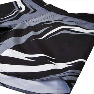 Shorts MMA pour hommes, impression numérique, logo personnalisé sur le devant, noir, gris, blanc, coupe athlétique, évacuation de l'humidité, polyester, coton, sports de combat - Product Image 5