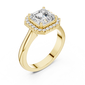 Anillo de fiesta de oro amarillo de 14 quilates con diamante de laboratorio de corte Asscher de 14k, anillo de boda de lujo con certificado GRA para mujer - Product Image 5