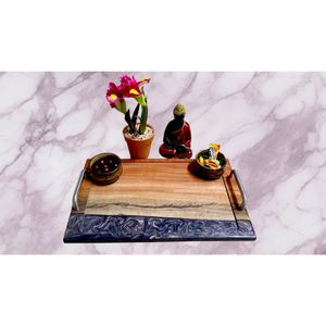 Luxury Wooden Epoxy Resin Serving <b>Tray</b> with Stainless Steel Handles Handmade Coffee & Snack <b>Tray</b> - Product Image 6