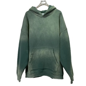 Wholesale Custom 100% Cotton Fleece Sweatshirt <b>Men</b> Drop Shoulder Hooded <b>Pullover</b> Embroidered Puff Print Solid Winter Casual Wear - Product Image 6