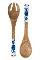 Set Peralatan Sajian Salad Enamel Desain Terbaik Sepanjang Masa, Kayu Alami Dengan Gagang Berlapis Enamel, Harga Sangat Terjangkau