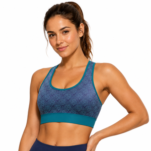 High Impact Women Seamless Sports Bra Geometric Print Yoga <b>Crop</b> <b>Top</b> Padded Breathable Gym Fitness Running Activewear Training - Product Image 1