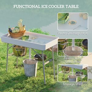 3.4ft Folding Outdoor <b>Table</b> Drain and Fill Chill Storage Shelf Parti Drink Cooler for <b>Party</b> or Outdoor Activities - Product Image 4