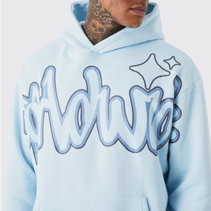 Venta al por mayor XXL Regular Fit Trajes de chándal de los hombres de doble capa 100% de algodón Drop Shoulder Hoodies Custom Printed Logo Heavy Weight - Product Image 6