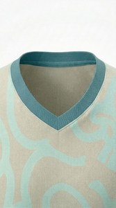 T-shirt à manches courtes pour homme, col en V, avec motif abstrait, respirant, en polyester tricoté, vêtements décontractés - Product Image 3