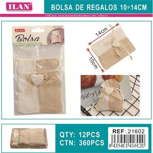 Sacchetto regalo Ilan 10x14cm con decorazione a cuore in pizzo per bomboniere - Product Image 3