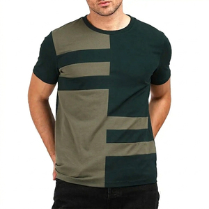 T-shirt décontracté pour homme en jersey de coton vert foncé à manches courtes, col rond, coupe classique, couleur unie, tricoté, respirant, 180g - Product Image 5
