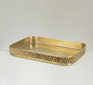 Plateau de service en laiton doré au design attrayant et très demandé, avec forme personnalisée, pour la maison et les hôtels, décoration de table en métal - Product Image 6