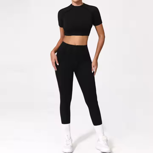 Ropa deportiva moderna para mujer, conjunto de yoga, gimnasio, entrenamiento, ropa deportiva, conjunto de fitness, cómodo, elástico, traje atlético. - Product Image 6