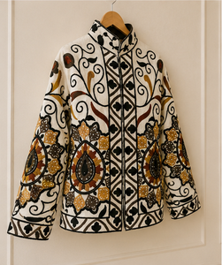 Veste Suzani ouverte artisanale haut de gamme, col mandarin, motif cachemire, style bohème, rose, pour femme, vente en gros, manteaux tendance - Product Image 1