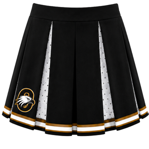 Ensemble d'uniforme de cheerleading noir, blanc et or : Crop top sans manches à col en V et jupe plissée pour performance et entraînement d'équipe athlétique - Product Image 4