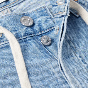 Jeans de Mezclilla para Mujer, de Alta Calidad, para Todas las Temporadas, Ligeros, Lavado Oscuro, con Botones, Logotipo Personalizado, Cintura Holgada, Corte Recto, Comodidad Media - Product Image 4