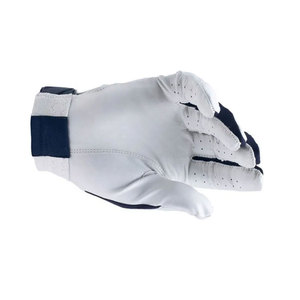 Gants de baseball en cuir respirant à doigts entiers avec fermeture auto-agrippante blanc et bleu marine pour adultes toutes saisons - Product Image 4