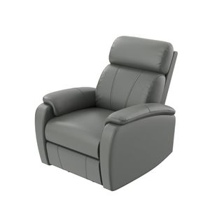 Poltrona Reclinabile Elettrica Noranto in Ecopelle Grigia con Controllo a Due Pulsanti per Soggiorno e Camera da Letto - Product Image 1