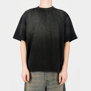 T-shirt délavé en gros pour hommes, style streetwear hip-hop vintage, en coton, avec logo personnalisé imprimé, t-shirts délavés de haute qualité - Product Image 2