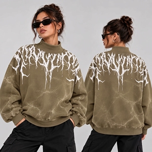 Mock Neck Pullover <b>Oversized</b> Street Style Heavy Fleece <b>Oversized</b> <b>Sweatshirt</b> with Mock Neck Design <b>Vintage</b> - Product Image 1