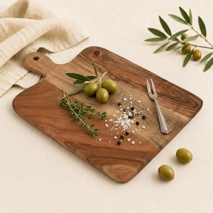 Planche à découper en bois d'acacia de qualité supérieure, artisanale, avec poignée, pour la cuisine, durable, pour la viande, les fruits et les légumes - Product Image 5
