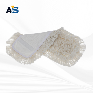 A&S Durable 5x16 Natural White Dust <b>Mop</b> Synthetic Cotton Fibers Cut-End Design White Backing Multi-Floor Cleaning Aluminum - Product Image 1