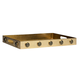 Golden Metal Resin Gemstone Serving Tray Handmade High Quality Light <b>Weight</b> Fancy Rectangular Shape Unique Table Top <b>Storage</b> - Product Image 1