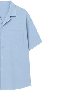 Customized Sky Blue Oversized Casual Men <b>Shirt</b> <b>Half</b> Sleeve <b>Button</b> Up Cuban Collar Loose Fit Summer Beach Streetwear Top Fashion - Product Image 4