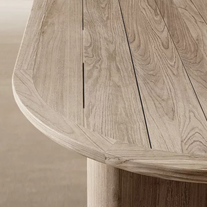 Modern Resort Outdoor Dining <b>Table</b> <b>Solid</b> Teak <b>Wood</b> Oval Slatted <b>Top</b> Double Pedestal Base for Luxury Patio Garden Dining - Product Image 4