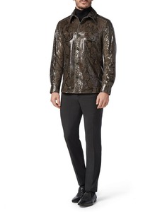 Luxury Python Emboss <b>Leather</b> <b>Jacket</b> Men Genuine <b>Leather</b> Motorcycle Fashion OEM ODM Manufacturer Sample Service Available - Product Image 1