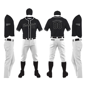 Ensemble uniforme de baseball personnalisé pour homme, manches courtes, maillot vert et noir, pantalon 100 % polyester, évacuation de l'humidité, toutes saisons - Product Image 6