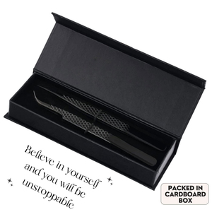 Pinzas para Extensión de Pestañas con Patrón Antideslizante, Punta de Fibra de Acero Inoxidable, Pinzas para Volumen de Pestañas, Logotipo Personalizado, Grado Profesional, Antiestáticas - Product Image 4