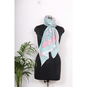 ผ้าซิ่นพิมพ์ลายด้วยมือสำหรับผู้หญิง ผ้าฝ้ายน้ำหนักเบา ผ้าคลุมชายหาดสำหรับฤดูร้อน ผ้าพันคอ ผ้าคลุมชุดว่ายน้ำ ผ้าปาเรโอ ของขวัญสำหรับผู้หญิง - Product Image 3