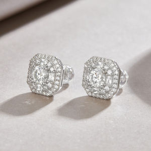 Boucles d'oreilles pendantes brillantes en argent sterling S925 plaqué or 18 carats avec diamants de laboratoire sur mesure pour femmes, accessoires de bijouterie en gros - Product Image 5