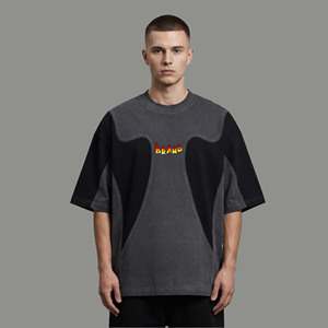 T-shirt homme sur mesure 100% coton jersey 200 GSM léger bicolore de haute qualité, coupe ample, manches courtes, été. - Product Image 4