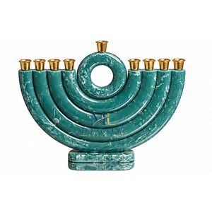 Ménorah en résine à motif marbré, 9 branches, pour Hanouka, décoration de maison, cadeau Judaica, directement de l'usine - Product Image 1