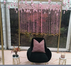 Décoration suspendue en tissu rose à pompons, style bohème, forme irrégulière, pour la maison, salon, toutes saisons - Product Image 4