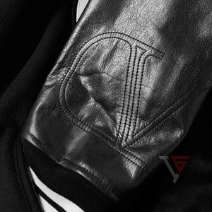 OEM Custom Winter Men's 100% Wool Rose Embroidery Fleece Varsity Bomber Jacket with Canvas Fabric Reversible & Eco-Friendly - Product Image 4