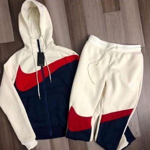 Unisex Color Blocking Tracksuit Hooded Zipper Full Sleeve Sporty Style Autumn Wear Adults Breathable Regular Fit Side Pockets - Product Image 1