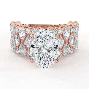 Anillo llamativo de diamante de corte ovalado con mosaico de celosía, ancho de 1155 mm, oro amarillo, pera marquesa, joyería nupcial fina - Product Image 2