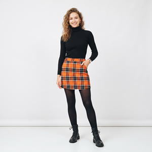 Plaid Mini <b>Skirt</b> Women Casual Straight Fit Soft Woven <b>Skirts</b> Autumn Style With Pocket Regular Waistline Mini <b>Skirts</b> Women - Product Image 2