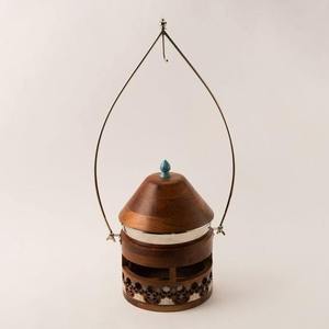 Luxury Wooden Chafing Dish Set Hanging Cloche Dome <b>Food</b> Warmer Islamic Design Carved Buffet <b>Server</b> for Ramadan Party - Product Image 1