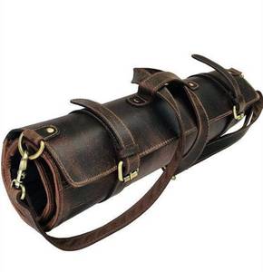 Premium Leather Knife <b>Roll</b> Chef Knife Holder <b>Bag</b> Culinary Equipment Storage Organizer Travel Case LKR-0306 - Product Image 1