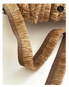 Flecos de Rafia de Lujo con Borde de Encaje Bordado, Adornos Decorativos Hechos a Mano y Sostenibles para Sarees, Trajes y Vestidos - Product Image 1