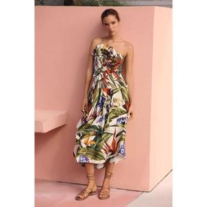 Robe longue imprimée sexy à épaules dénudées et dos nu pour femme, broderie naturelle faite à la main, coupe ample et décontractée, haute qualité toutes saisons - Product Image 1
