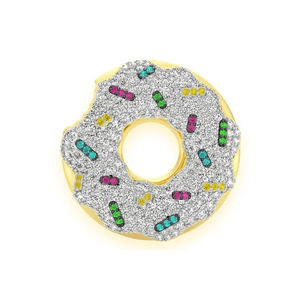 Collar con Colgante de Donuts Modernos con Diseño de Comida, Plata 925 Bañada en Oro, Diamante Moissanita Personalizado, Joyería Unisex para Niños - Product Image 3