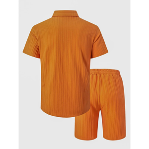 ชุดเซ็ตฤดูร้อนสำหรับผู้ชาย เสื้อยืดแขนสั้น กางเกงขาสั้นทรงกว้าง ชุดสองชิ้น ระบายอากาศได้ดี เสื้อยืดและกางเกงขาสั้นลำลองผ้าฝ้ายสำหรับผู้ชาย - Product Image 3