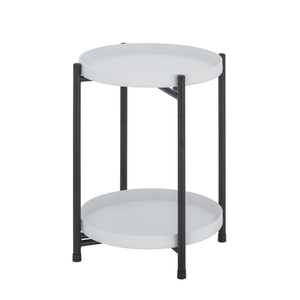 Minimalist Round Metal Storage rack <b>Double</b> Tier White Top Iron Frame Kitchen Organizer Standing Type Neatening Rack - Product Image 6