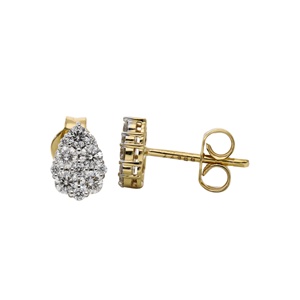 14K Yellow Gold Rhodium Plated Natural Symmetrical Diamond Cluster <b>Earrings</b> 0.65CTW Brilliant Cut 1.35gm <b>Fine</b> Jewelry for Women - Product Image 1