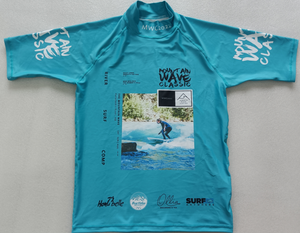 Maillot de bain à manches longues pour homme, violet et vert menthe, imprimé graphique Ville de Nouméa, motif tribal sur les manches, pour entraînement sportif et natation - Product Image 3