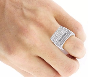Bague large en argent avec zircons cubiques, pavée et étincelante, pour femme, bijou de soirée - Product Image 2