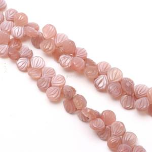 Cuentas de Piedra Lunar Melocotón Natural Talladas a Mano de 9-10MM, Perforadas Lateralmente, Cuentas Sueltas de Piedra Lunar Melocotón para Joyería - Product Image 1