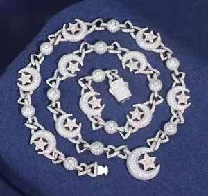 Collar de Plata de Ley 925 con Diseño Especial de Luna y Estrella, Estilo Cubano, con Incrustaciones de Moissanita VVS, para Fiestas, Estilo Hip Hop - Product Image 2